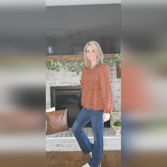 Floral Rust Blouse - Picture 1 of 1